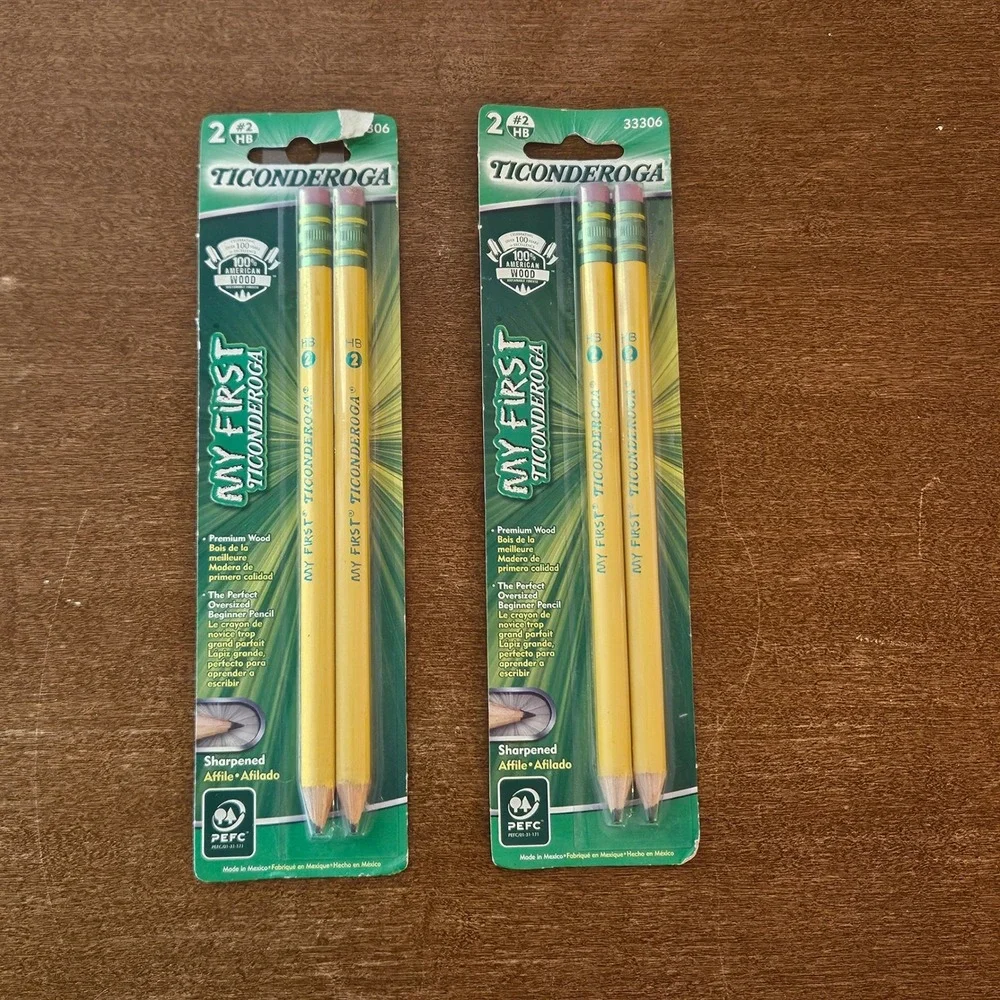 Ticonderoga My First Pencils #2 HB Woodcase Pre-Sharpened 2-Pack Lot of 2 33306